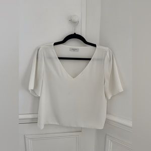 Babaton crop white blouse